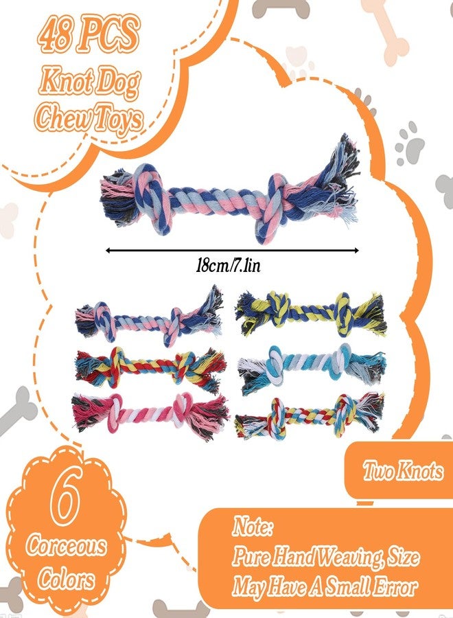 ADLABLD 48Pcs Dog Rope Toys Bulk Pack - Durable Cotton Chew Teething Toys for Aggressive Chewers, Small & Medium Dogs, Puppies, 7.1in Multi-Color Rope Toy - Image 2